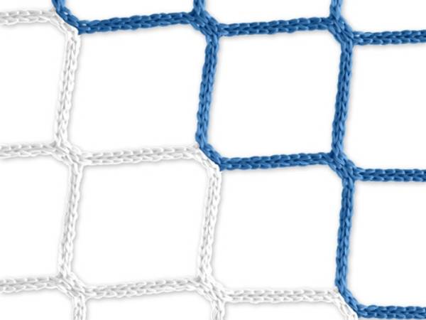White-blue square hole knotless football net