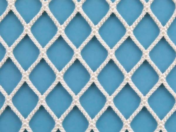 White nylon knotless netting on a blue background
