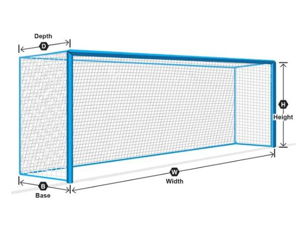 Football goal with the same top depth and bottom depth on a white background