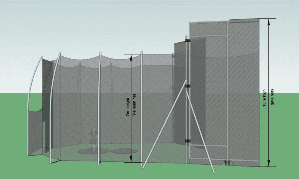 Hammer-discus cage net main net and gate net diagram