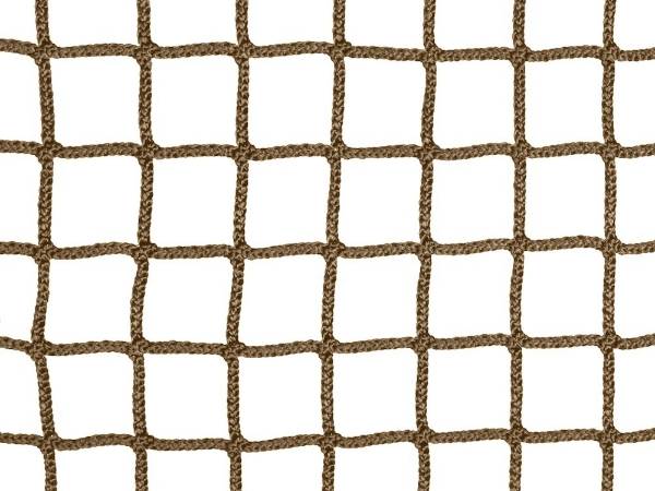 Brown PET knotless netting on a white background