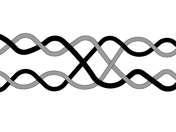 Twisted knotless netting structure diagram