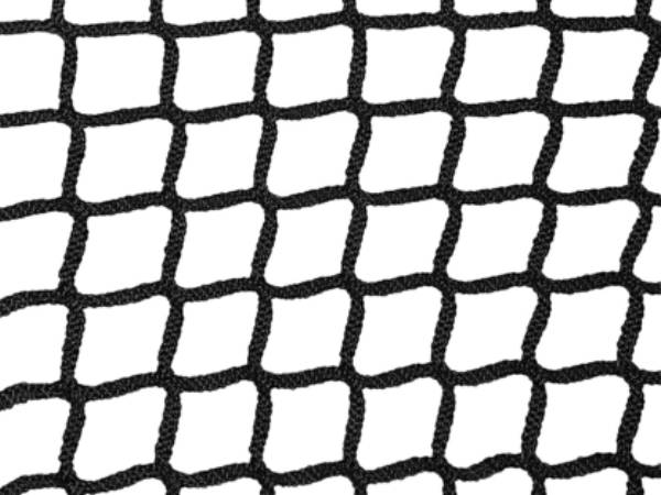 Black nylong knotless golf net on a white background