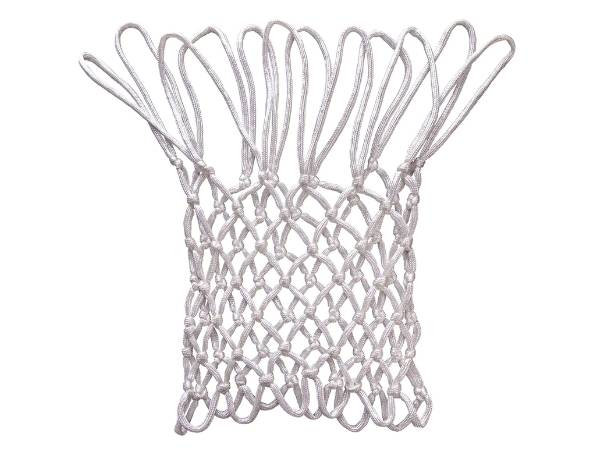 White nylon knotted basketball net