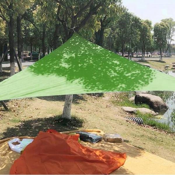Sun shade sail installed on outdoors