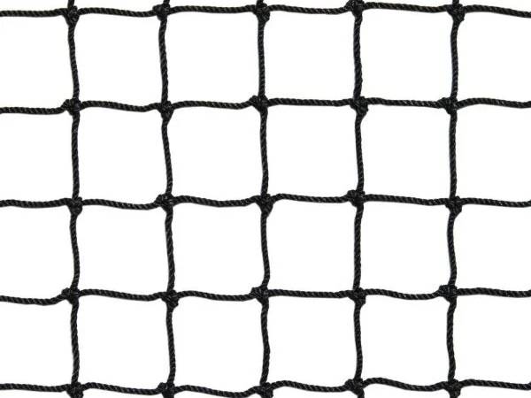 Black PE knotted golf netting on a white background