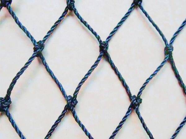 Blue PE knitted netting on a white background