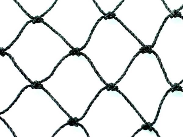 Black PE knotted sports perimeter net on a white background