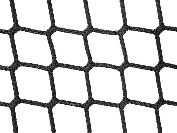 Black PP knotless netting on a white background