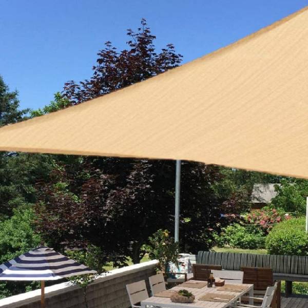 Sun shade sail installed on the balcony.