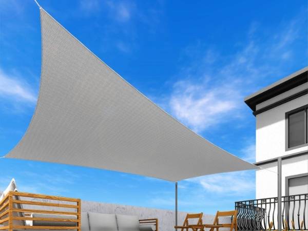 Square sun shade sail installed on the balcony